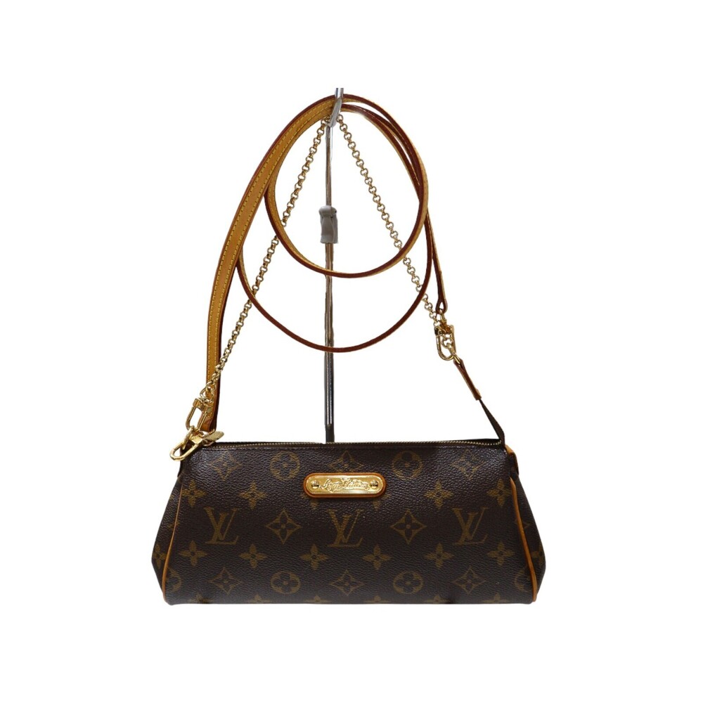 Louis Vuitton Eva Monogram Canvas Handbag Shoulder Bag Brown Chain Strap LV